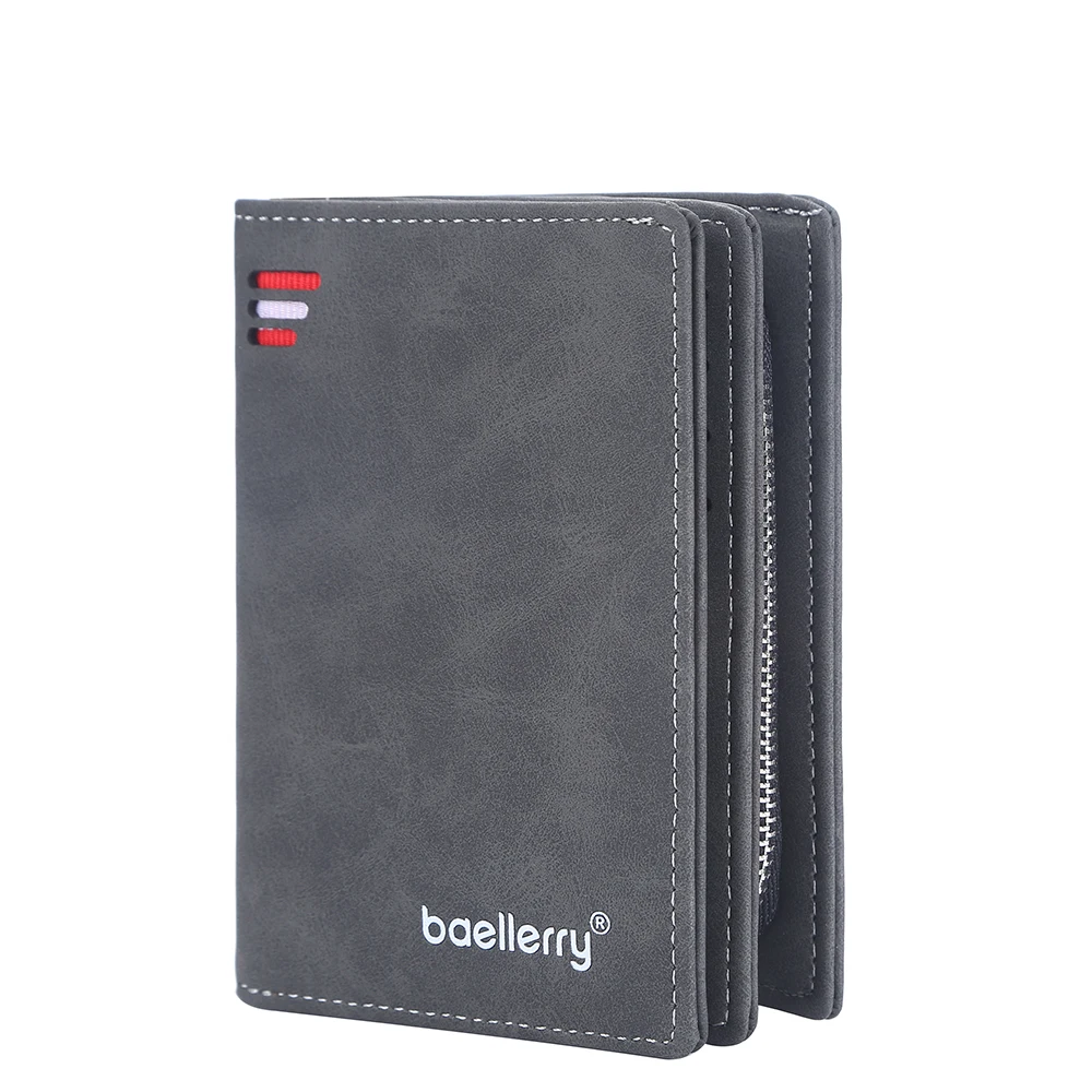 Baellerry 2023 New Short Men Wallets Name Customized Card Holder Luxury Male Wallet Zipper Coin Pocket Photo Holder Men's Purses