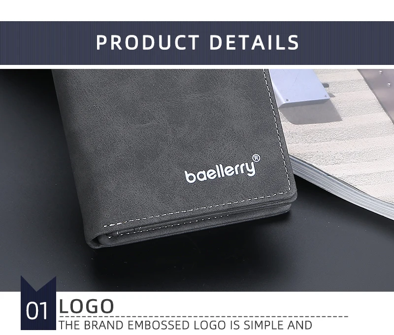 Baellerry 2023 New Short Men Wallets Name Customized Card Holder Luxury Male Wallet Zipper Coin Pocket Photo Holder Men's Purses