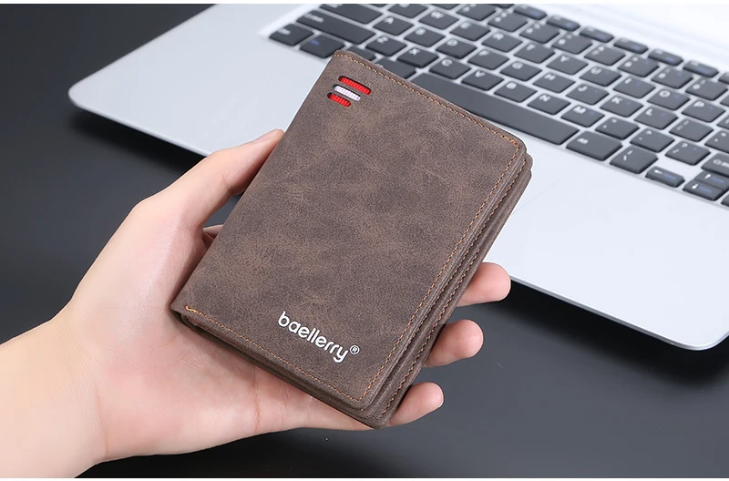 Baellerry 2023 New Short Men Wallets Name Customized Card Holder Luxury Male Wallet Zipper Coin Pocket Photo Holder Men's Purses