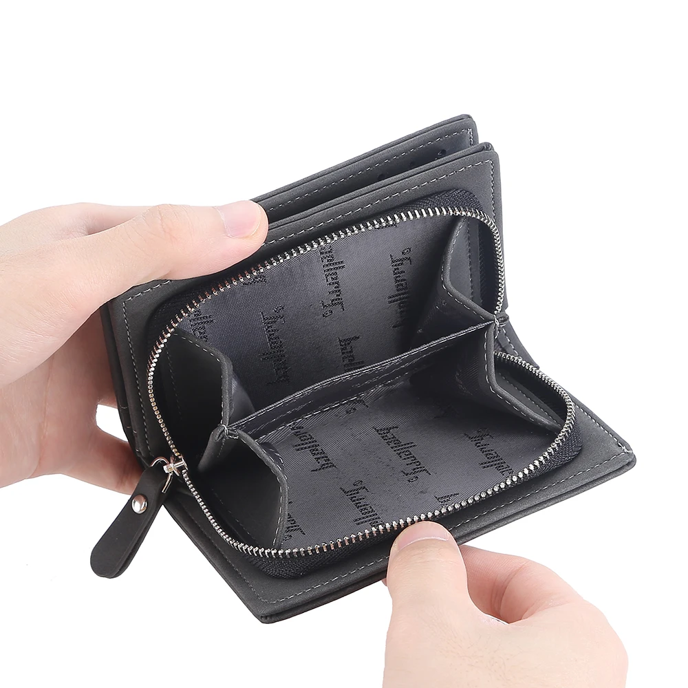Baellerry 2023 New Short Men Wallets Name Customized Card Holder Luxury Male Wallet Zipper Coin Pocket Photo Holder Men's Purses