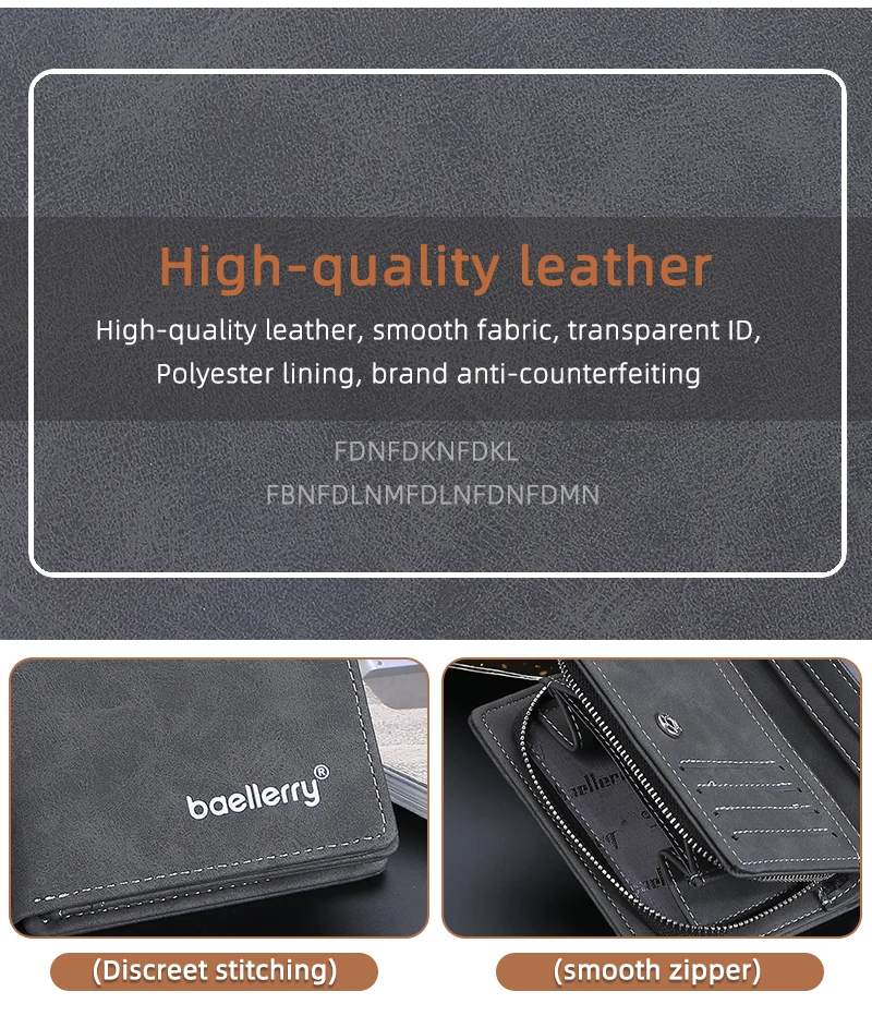 Baellerry 2023 New Short Men Wallets Name Customized Card Holder Luxury Male Wallet Zipper Coin Pocket Photo Holder Men's Purses