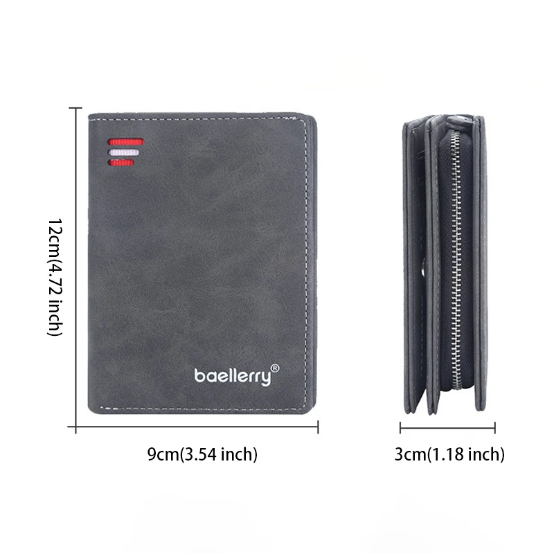 2110270-nolclw.jpg Business Wallets for Men Card Holder Purses PU Leather Short Handbags and Wallet with Zip Coin Pocket Cardholder - Image 5