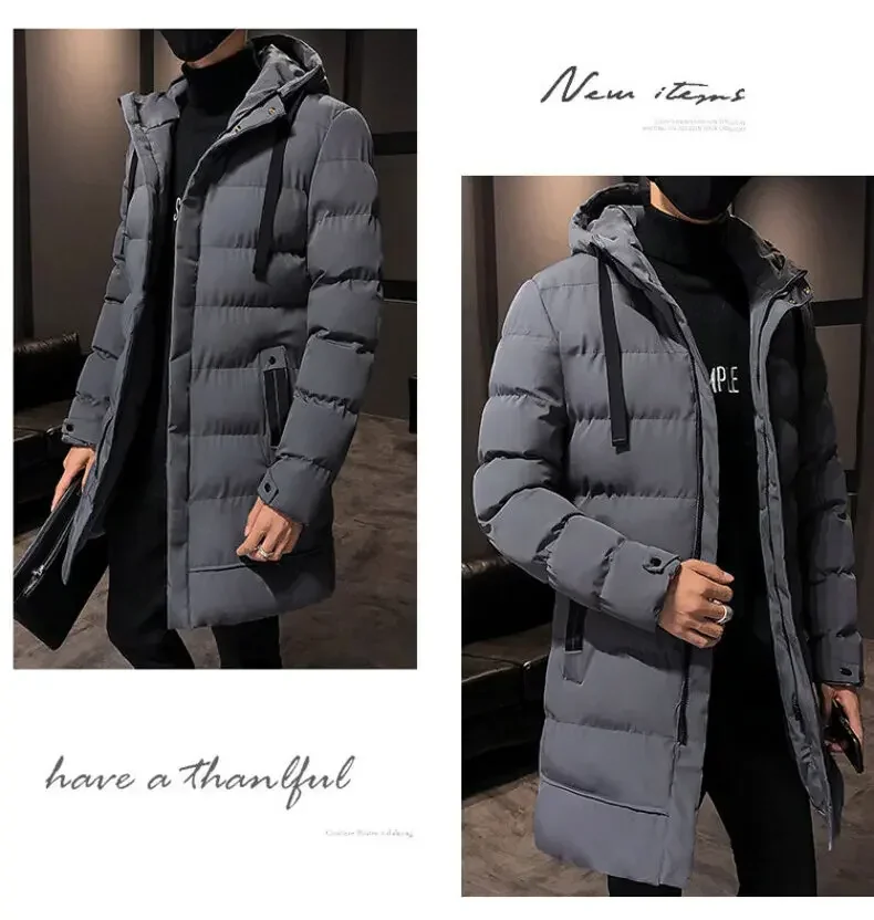 Thicken Warm Men Long Parka Fashion Brand Casual Winter Windbreaker Jacket with Hood Coats Fashion Clothing for Men All-match