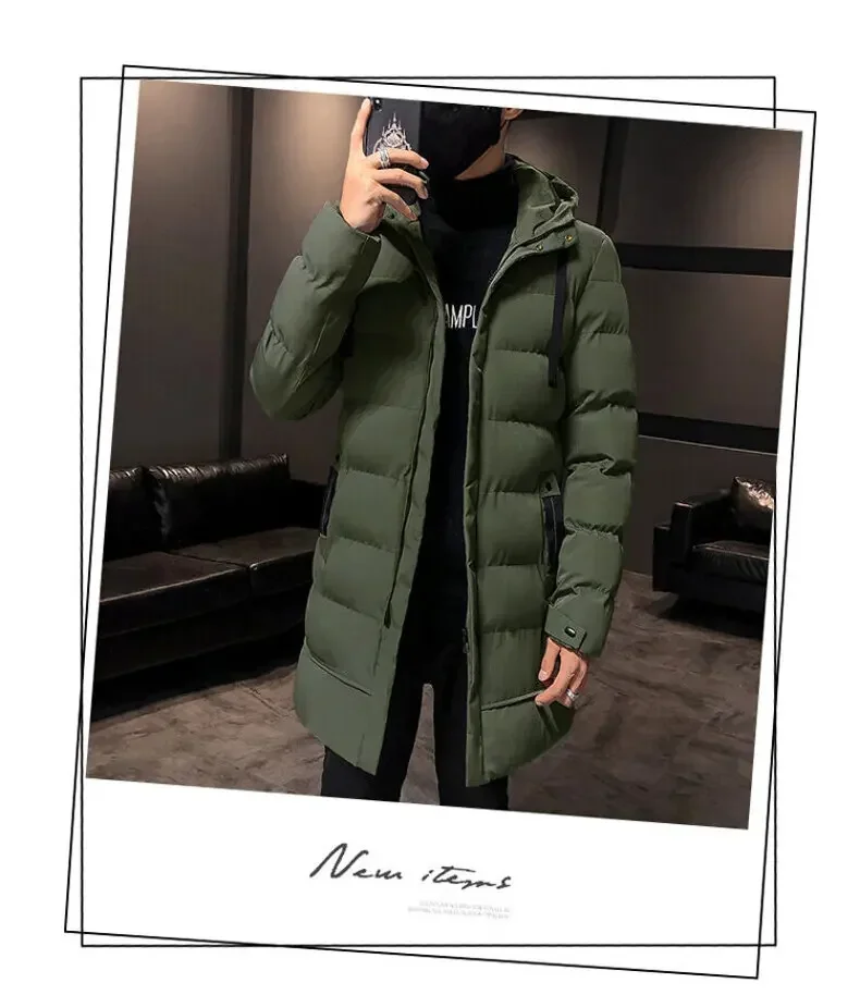 Thicken Warm Men Long Parka Fashion Brand Casual Winter Windbreaker Jacket with Hood Coats Fashion Clothing for Men All-match