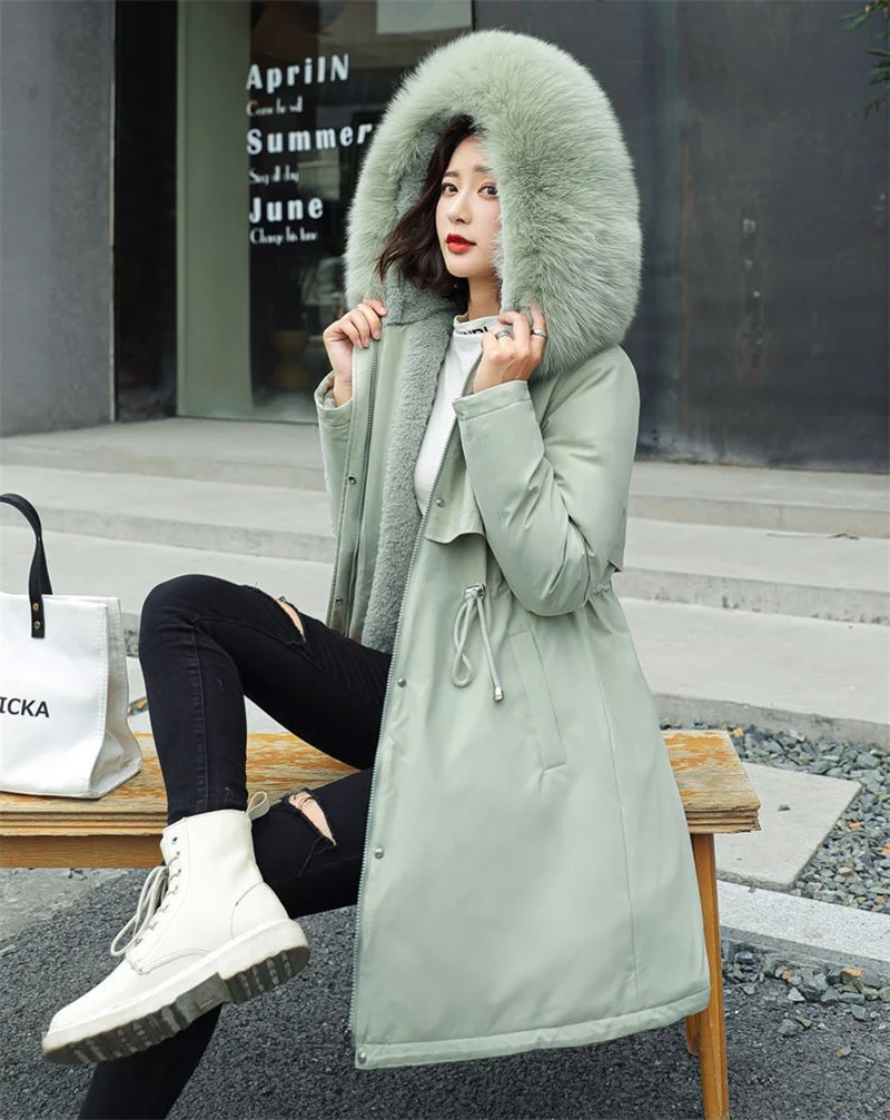 Winter Jacket 2025 New Women Parka Clothes Long Coat Wool Liner Hooded Jacket Fur Collar Thick Warm Snow Wear Padded Parka 6XL