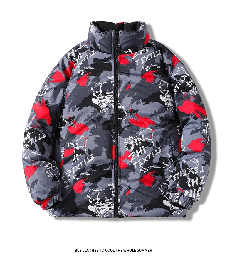 Double-sided Fashion Jackets Men's Winter Casual Camouflage Thickened Warm Parka plus size Windproof Bread Filled Cotton Jacket