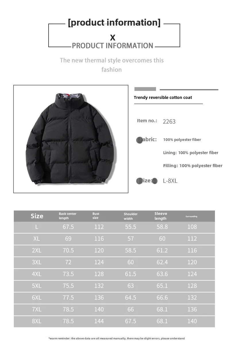 Double-sided Fashion Jackets Men's Winter Casual Camouflage Thickened Warm Parka plus size Windproof Bread Filled Cotton Jacket