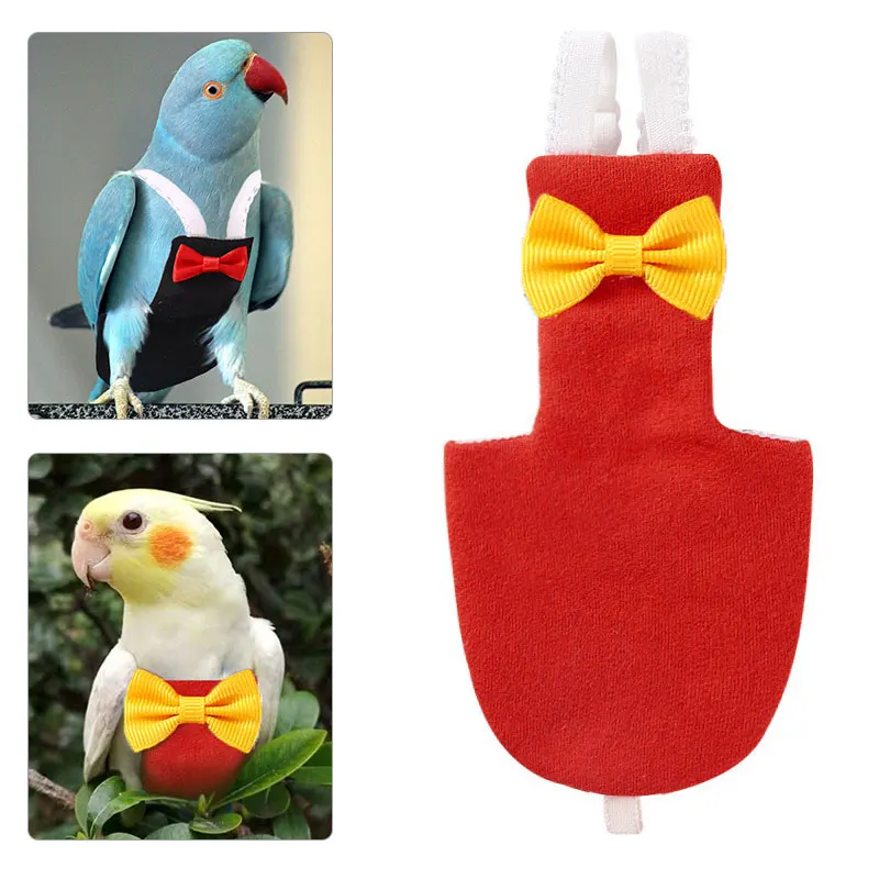 Bird Parrot Diaper with Bowtie Cute Flight Suit Nappy Clothes for Green Cheek Conure Parakeet Pigeons Medium Large Pet Bird