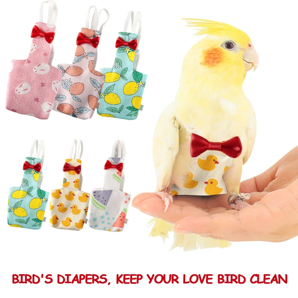 Adorable Bird Outfit Parrot Diaper Washable Birds Flight Suit Cute Colorful Fruit Multi-size Clothing for Universal birds