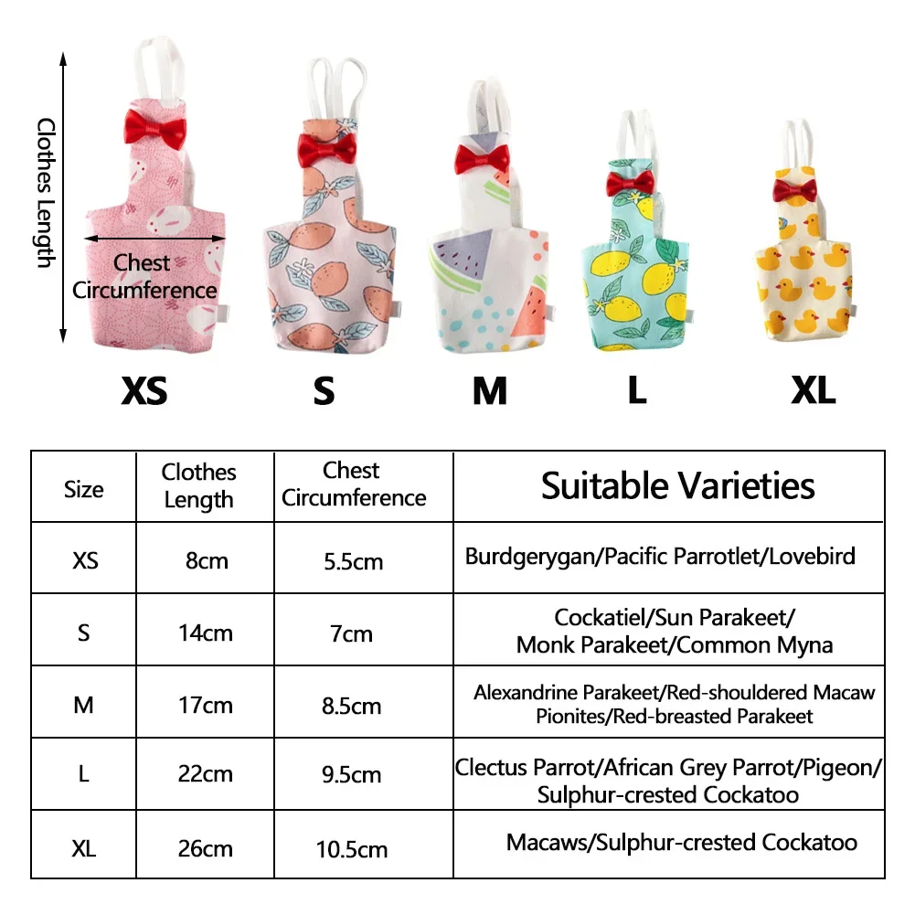 Adorable Bird Outfit Parrot Diaper Washable Birds Flight Suit Cute Colorful Fruit Multi-size Clothing for Universal birds