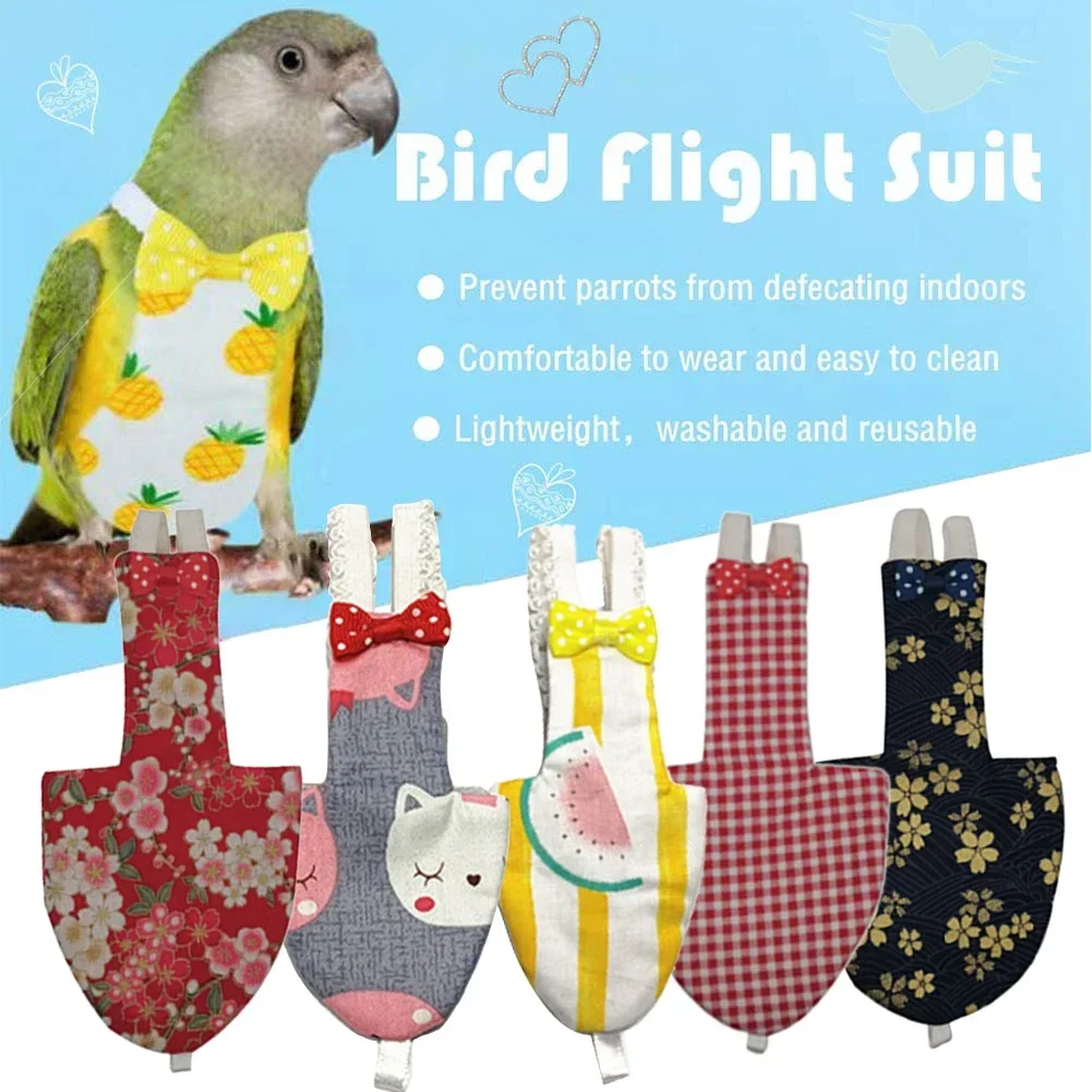 Pet Bird Clothing Japanese Style Parrot Outdoor Diaper Pigeon Myna Flying Suit Washable Pet Bird Nappy Bird Grooming Accessories