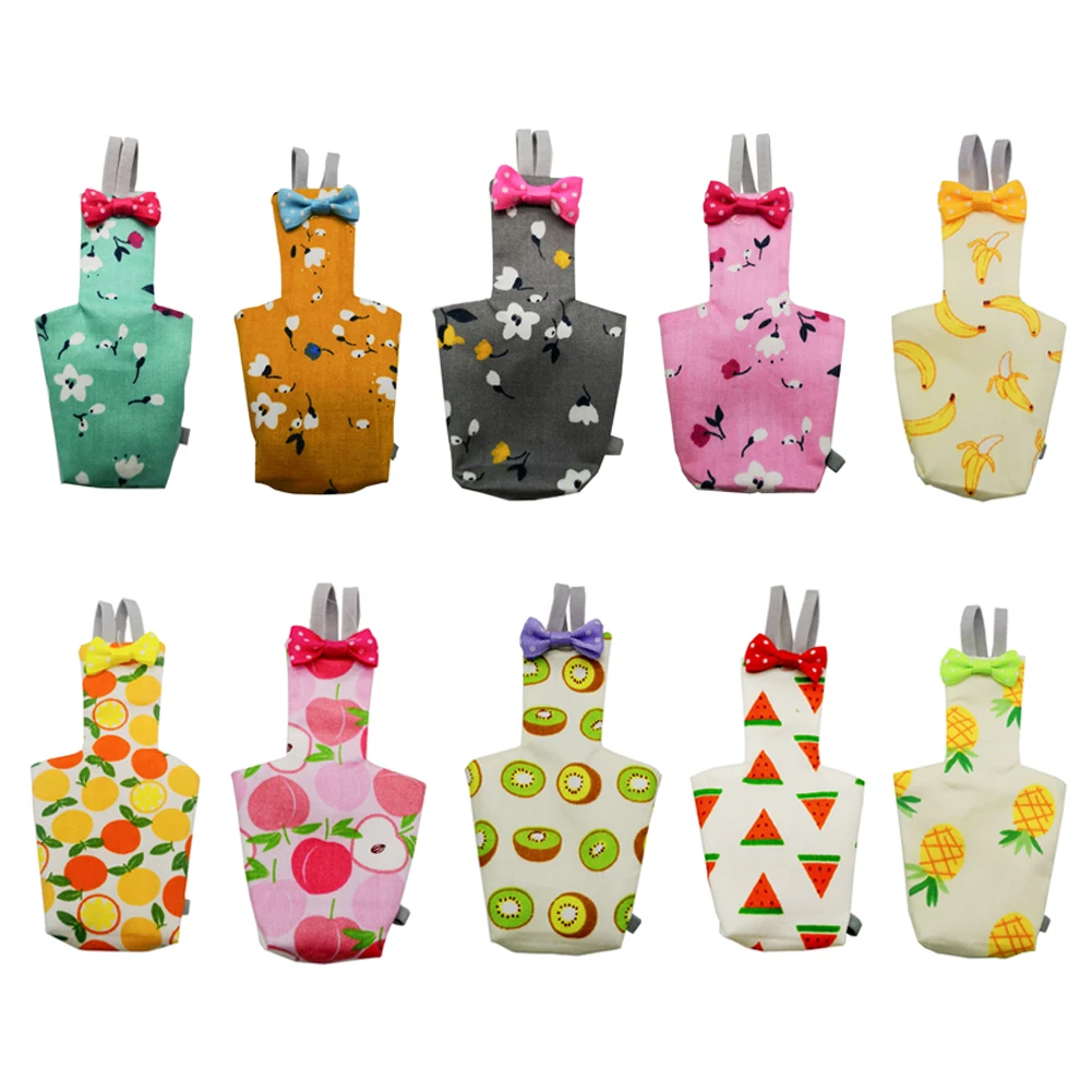 Parrot Diaper with Bowtie Cute Colorful Fruit Floral Cockatiel Pigeons Small Medium Large Pet Birds Flight Suit Clothes Washable