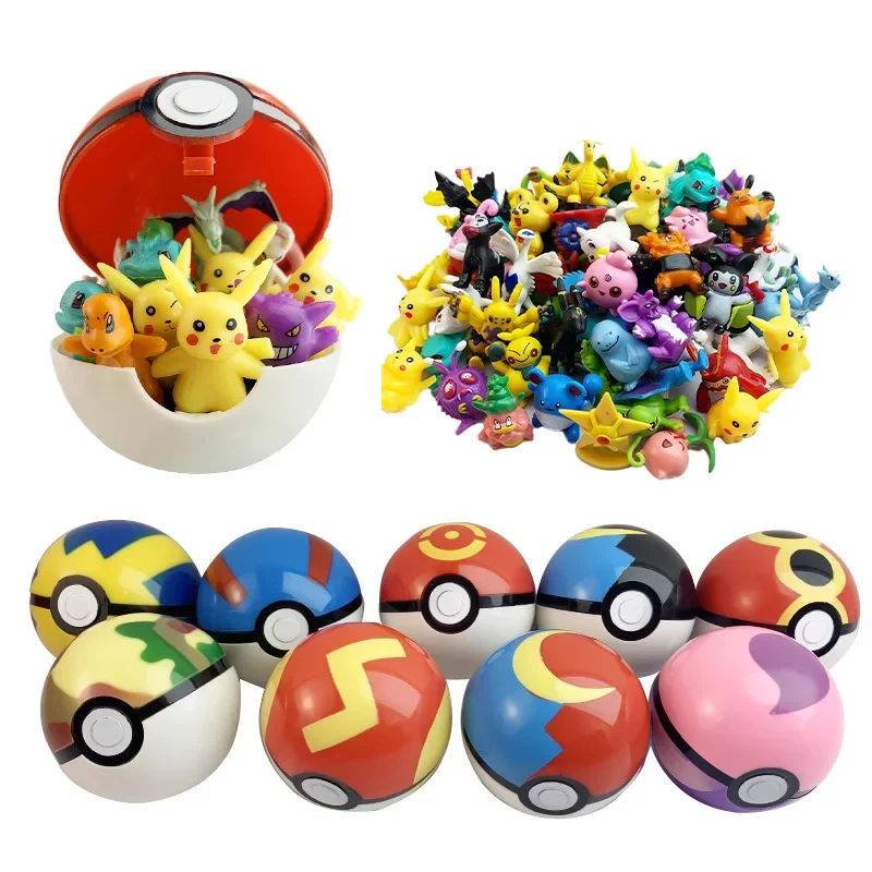 24pcs Pokemon Figure Different Styles Tomy Model Collection 2-3cm Pikachu Anime Pokeball Poke Ball Go Elf Toys Dolls Child Gift