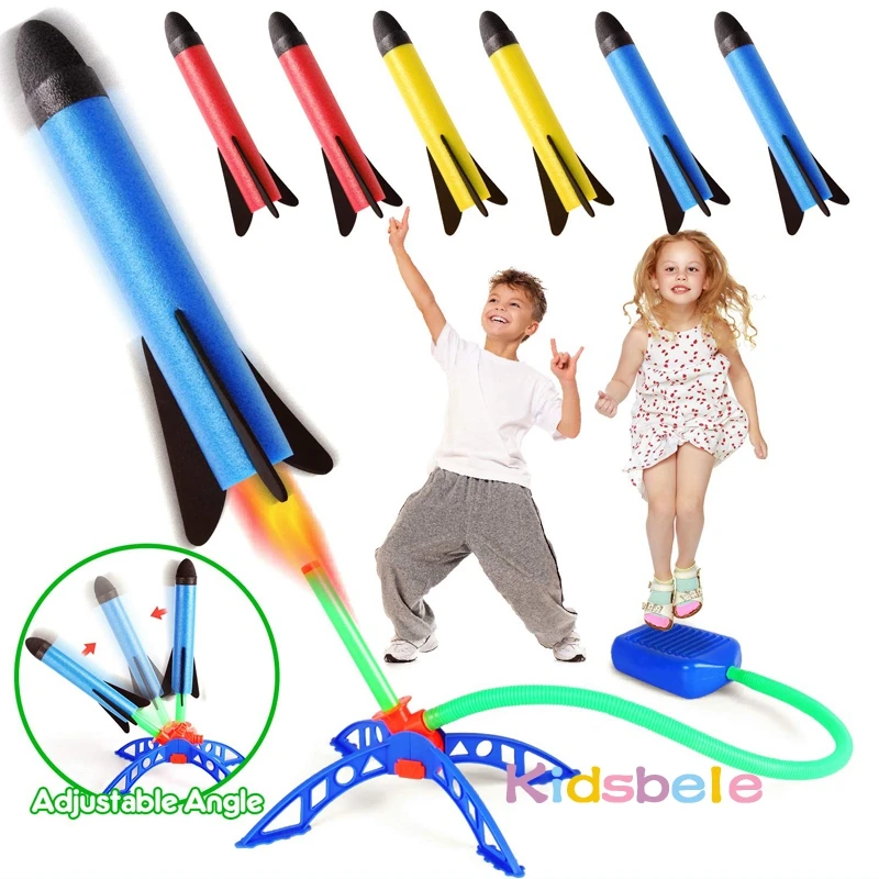 Kid Air Rocket Foot Pump Launcher Toys Sport Game Jump High Outdoor Child Play Set Toy Pressed Rocket Launchers Pedal Games