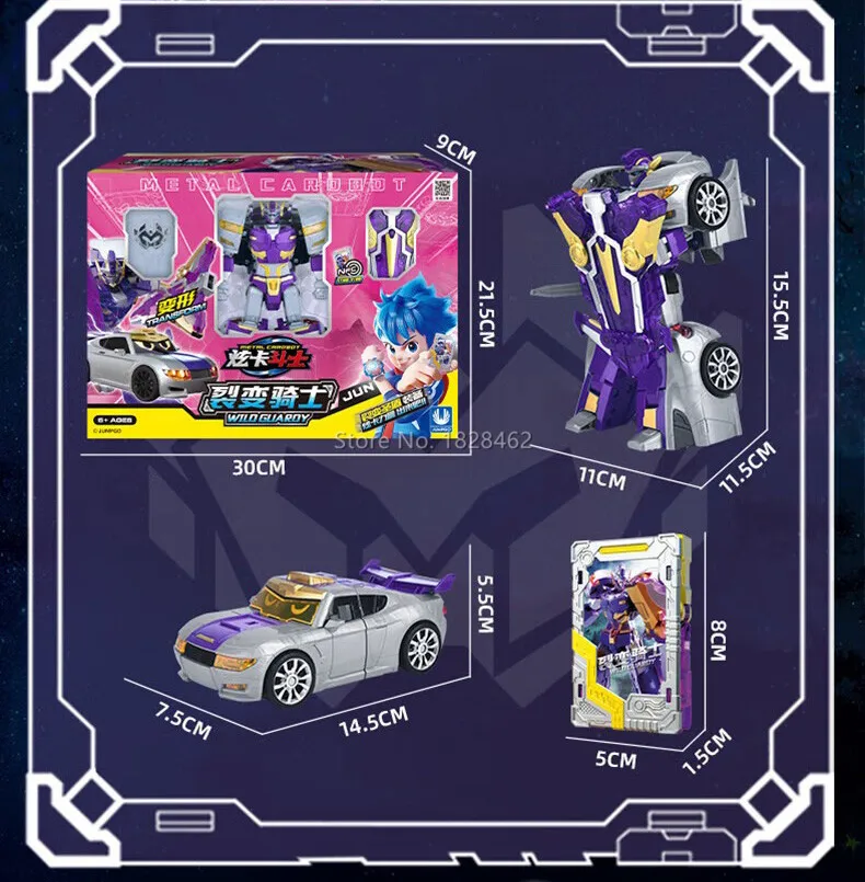 New Metal Cardbot Transforming Robot to Car Action Figures BLUE COP with Card Transformation Car Toys for Child Gift