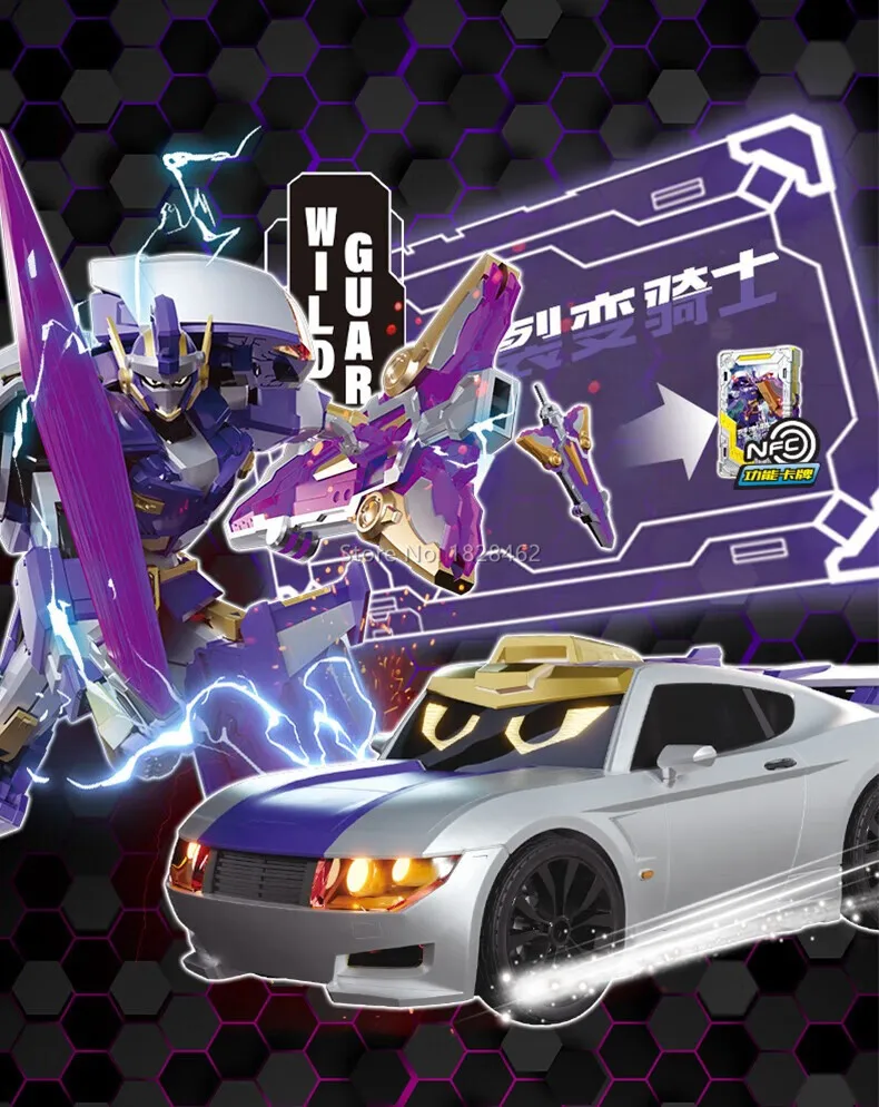 New Metal Cardbot Transforming Robot to Car Action Figures BLUE COP with Card Transformation Car Toys for Child Gift