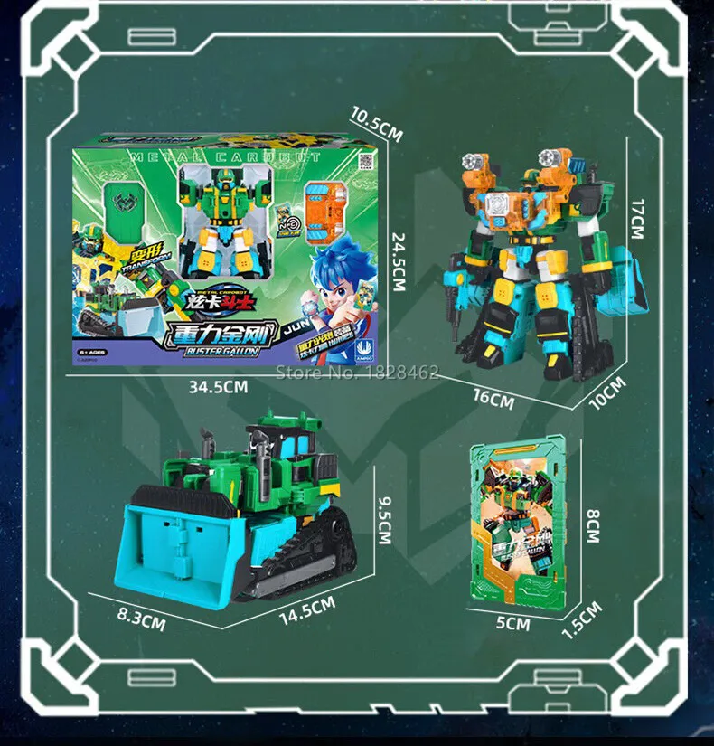 New Metal Cardbot Transforming Robot to Car Action Figures BLUE COP with Card Transformation Car Toys for Child Gift