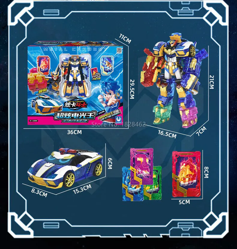 New Metal Cardbot Transforming Robot to Car Action Figures BLUE COP with Card Transformation Car Toys for Child Gift
