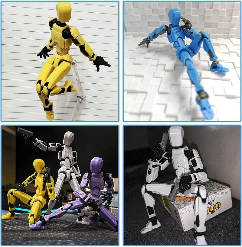 T13 Action Figure Set Tool 3D Printed Multi-Jointed Movable Robot Doll Anti-stress Handmade Assembly Toys for Boys Kids Gift