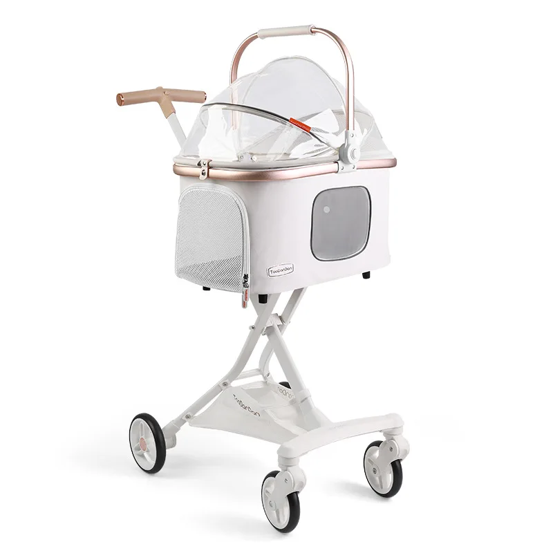 Adjustable Small Dog Stroller Portable Detachable Dogs Folding Stroller Shock-proof Dog Carriers Pet Supplies Products