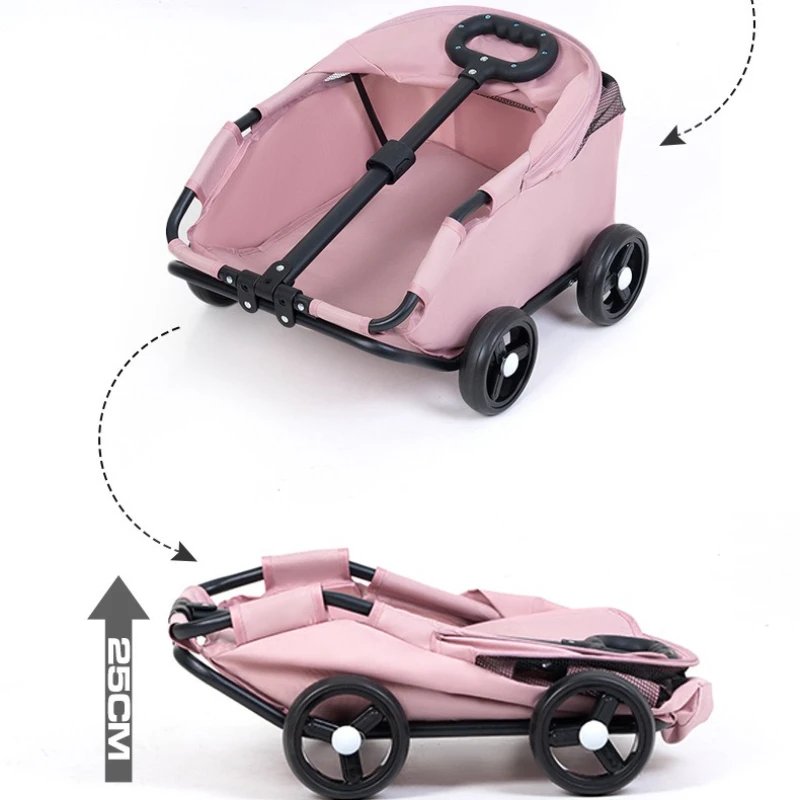 Small Pet Stroller Puppy and Cat Baby Stroller Small Pet Car for Outings Lightweight and Foldable Outdoor Shopping