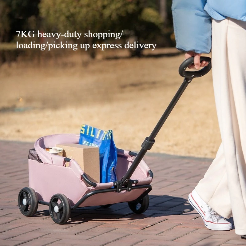 Small Pet Stroller Puppy and Cat Baby Stroller Small Pet Car for Outings Lightweight and Foldable Outdoor Shopping