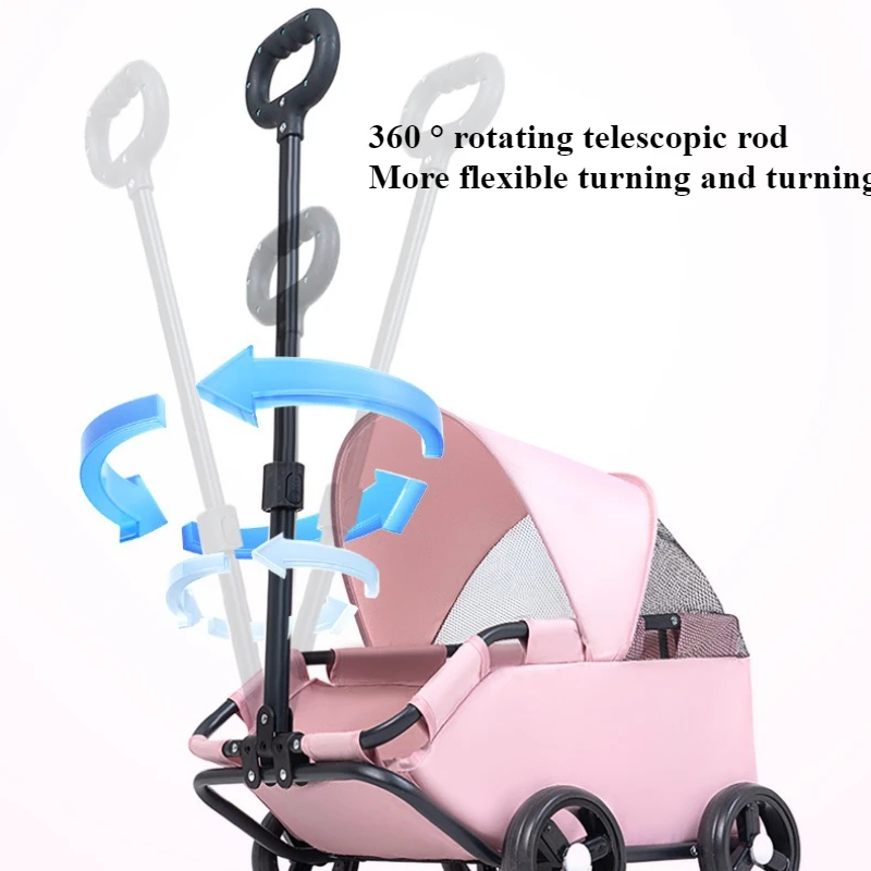 Small Pet Stroller Puppy and Cat Baby Stroller Small Pet Car for Outings Lightweight and Foldable Outdoor Shopping