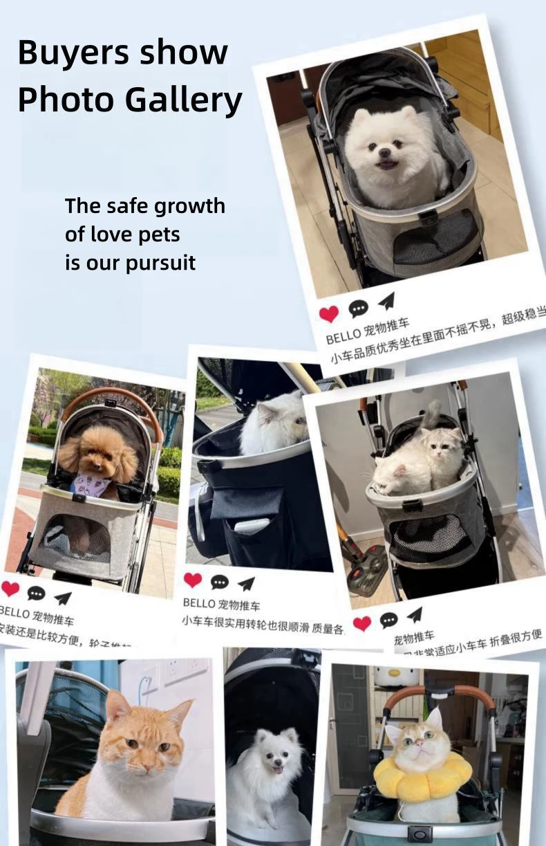 Small Medium Pet Stroller Lightweight Foldable Dog Cat Carrier with Shock Absorption Aluminum Alloy Frame Коляска Для Собак