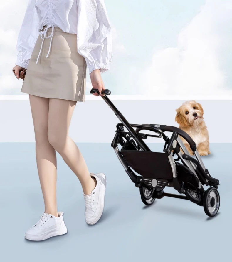 Small Medium Pet Stroller Lightweight Foldable Dog Cat Carrier with Shock Absorption Aluminum Alloy Frame Коляска Для Собак