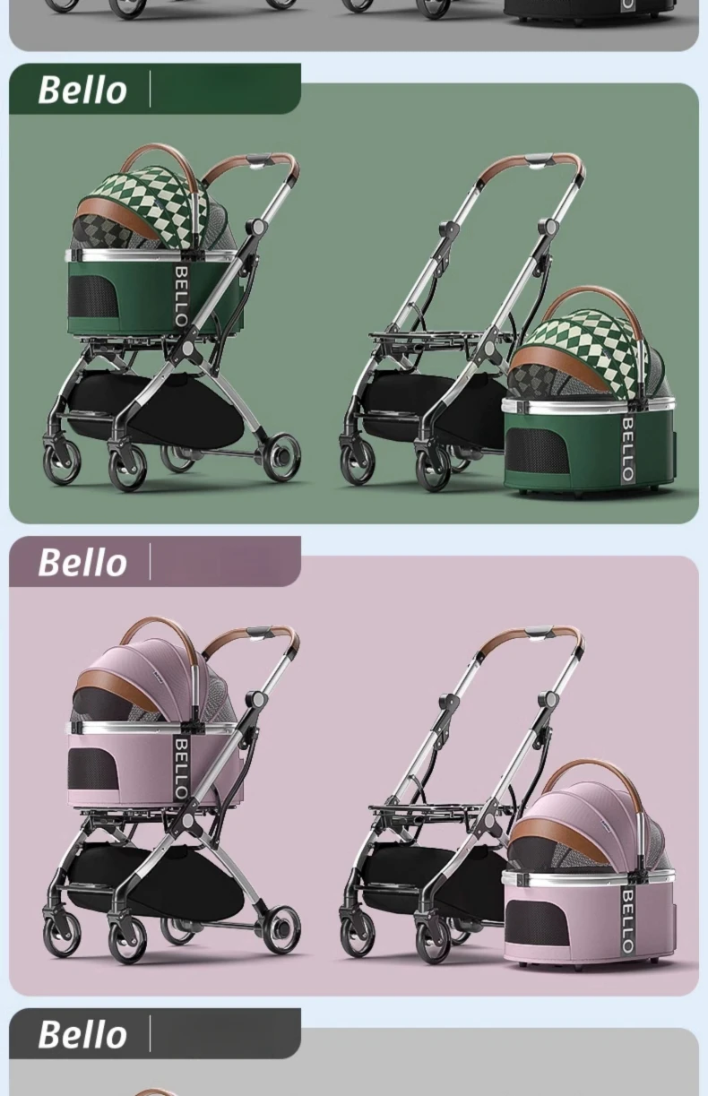 Small Medium Pet Stroller Lightweight Foldable Dog Cat Carrier with Shock Absorption Aluminum Alloy Frame Коляска Для Собак