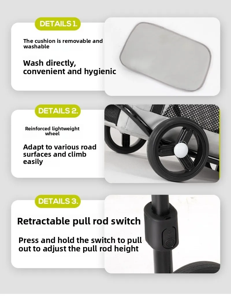 Small Pet Stroller Portable Folding Travel Outdoor Vehicle for Dogs Cats Carriers Multifunctional Pet Products Accessories