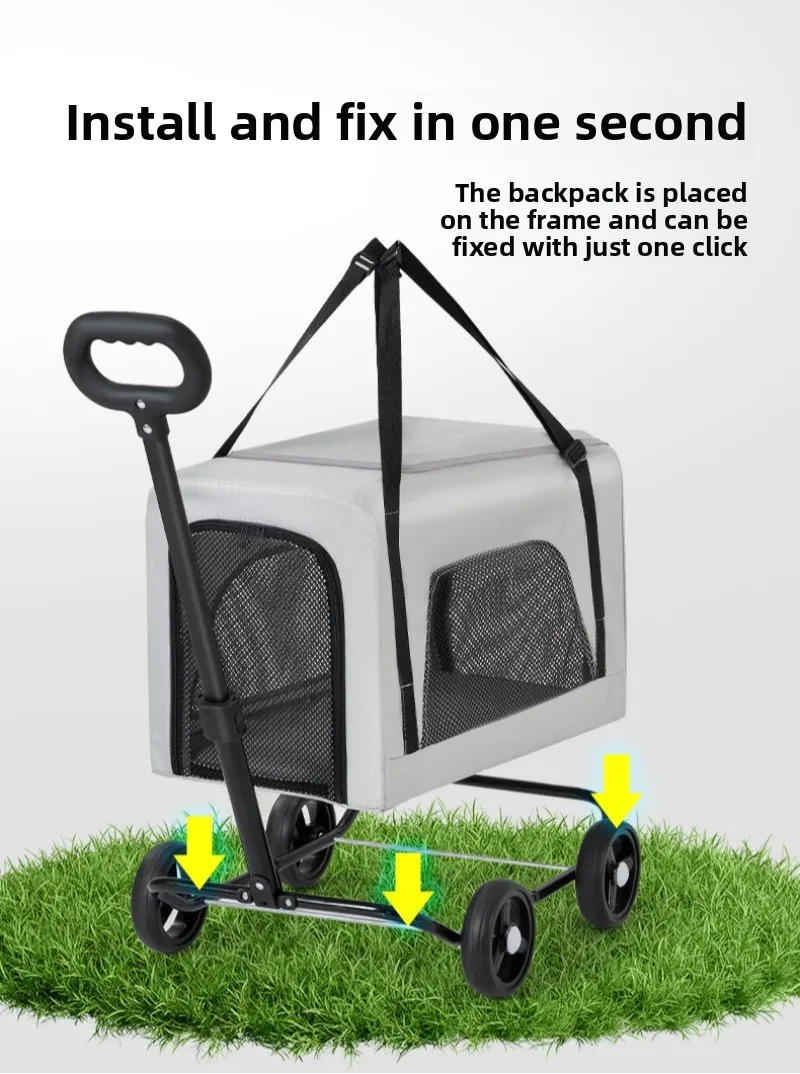 Small Pet Stroller Portable Folding Travel Outdoor Vehicle for Dogs Cats Carriers Multifunctional Pet Products Accessories