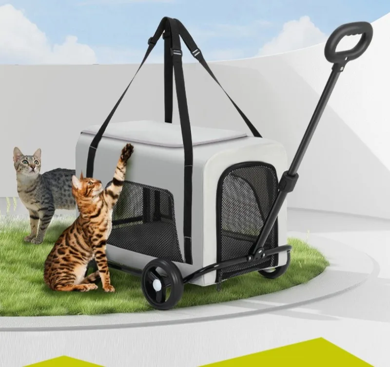Small Pet Stroller Portable Folding Travel Outdoor Vehicle for Dogs Cats Carriers Multifunctional Pet Products Accessories