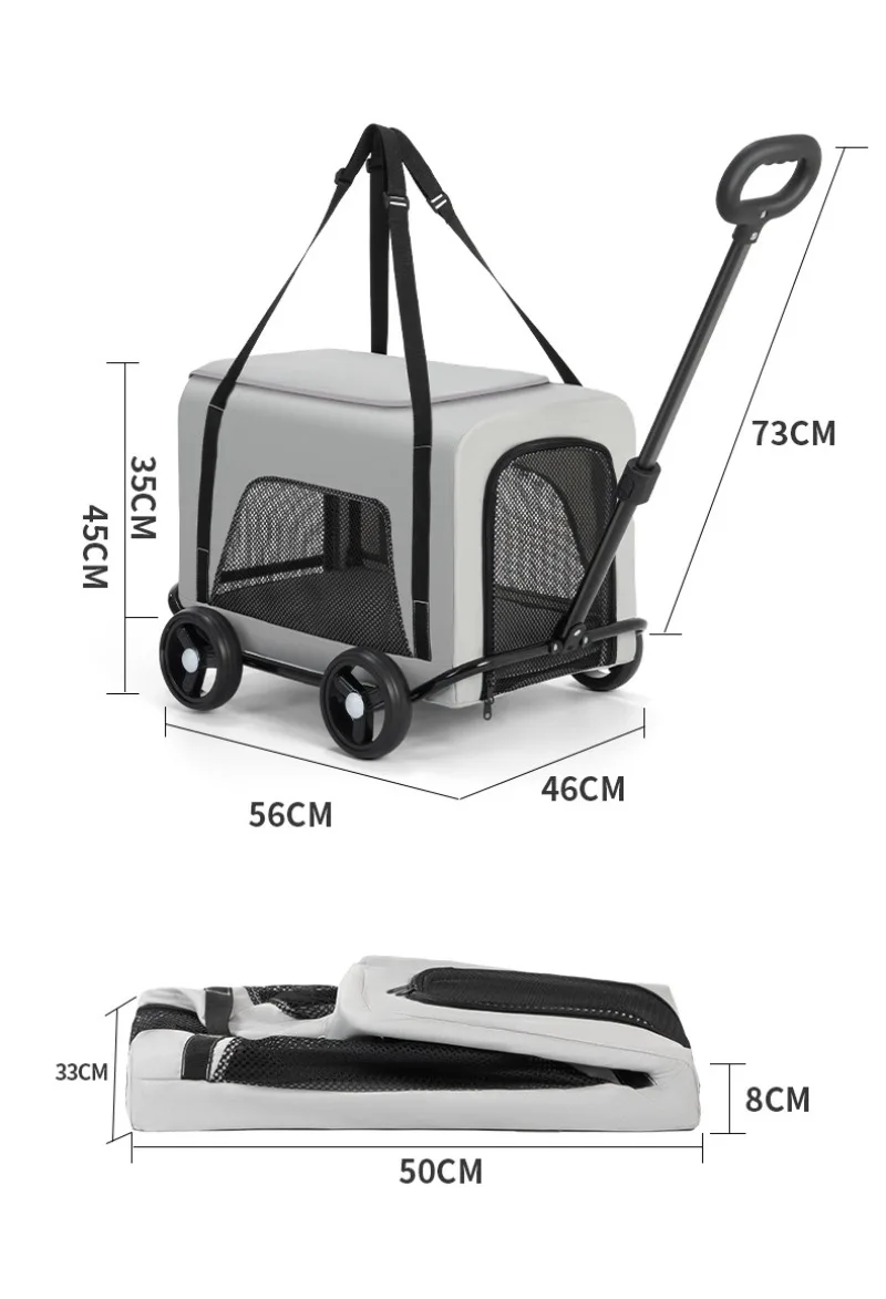 Small Pet Stroller Portable Folding Travel Outdoor Vehicle for Dogs Cats Carriers Multifunctional Pet Products Accessories