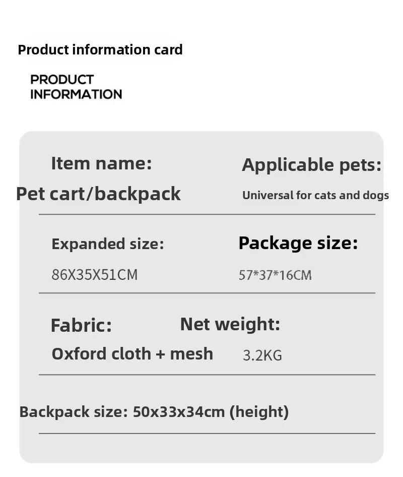 Small Pet Stroller Portable Folding Travel Outdoor Vehicle for Dogs Cats Carriers Multifunctional Pet Products Accessories