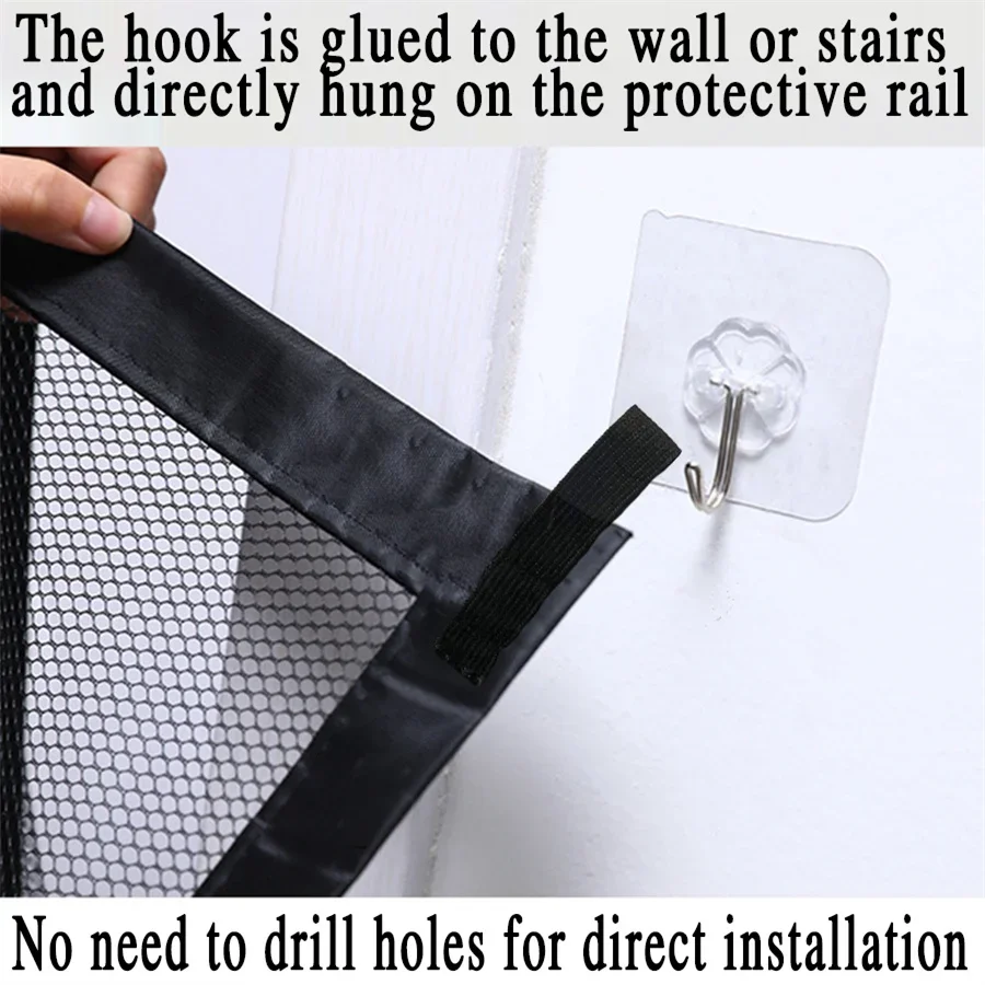 Heavy Duty Dog Barrier Fence with Hooks Insulated Net Foldable Breathable Mesh Mirror Door Pet Security Gate for Indoor Outdoor