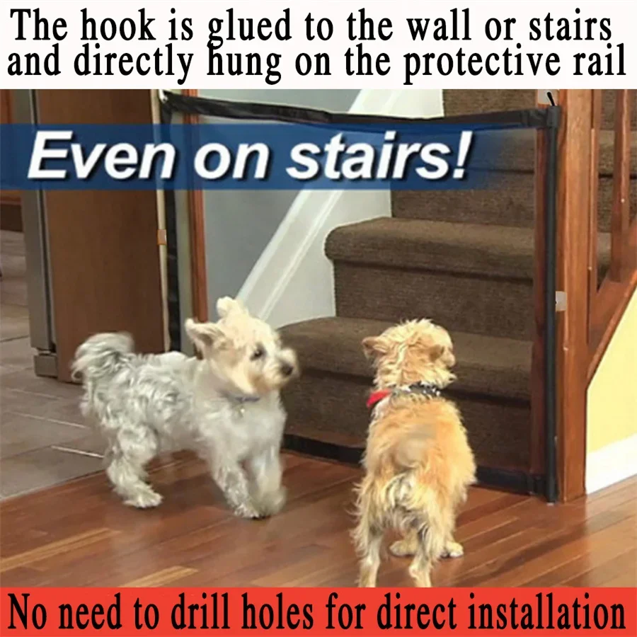 Heavy Duty Dog Barrier Fence with Hooks Insulated Net Foldable Breathable Mesh Mirror Door Pet Security Gate for Indoor Outdoor