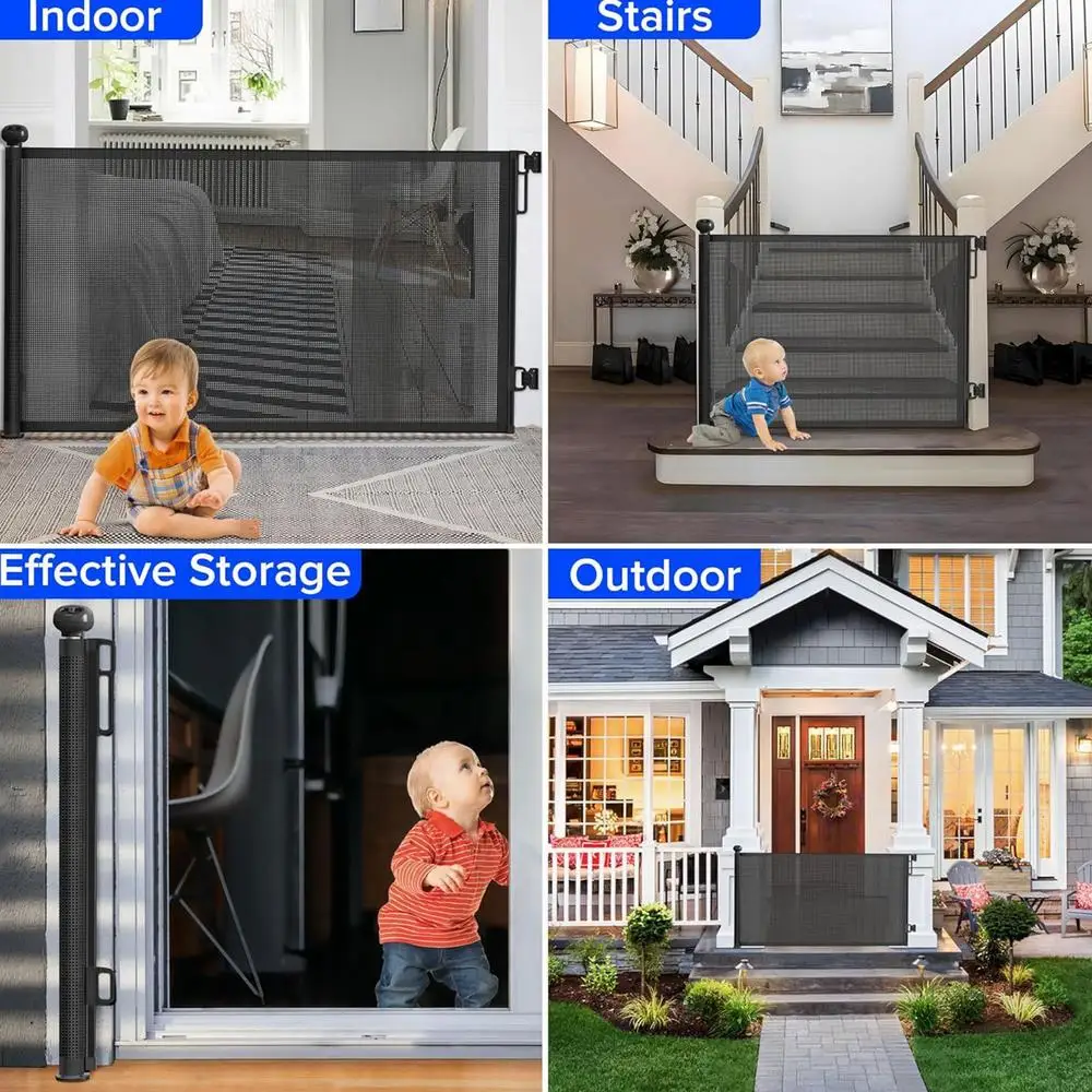 retractable pet gate fence Punch-free Net Fence Cat Baffle Childproof stair gate partition  For Terrace Fireplace Patio Staircas