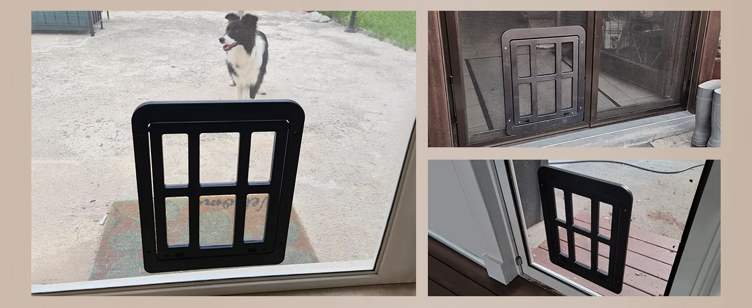 ATUBAN Dog Door for Screen Door 12x14 inch Doggy Door for Sliding Door Magnetic Door for Medium-Large Dogs and Cats Pet Door Pas