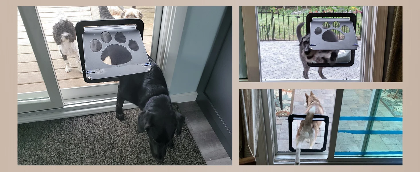 ATUBAN Dog Door for Screen Door 12x14 inch Doggy Door for Sliding Door Magnetic Door for Medium-Large Dogs and Cats Pet Door Pas