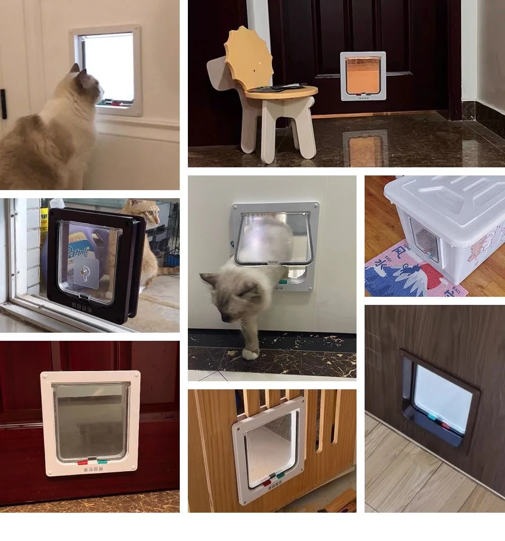 Pet free access door and cat hole for cats and small dogs to enter exit, installable on glass wooden iron doors and windows