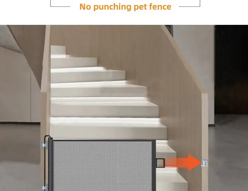 Automatic Retractable Pet Gate Fence Dog and Cat Fences Indoor Stair Walkway Isolation Net Security Fence Pet Products