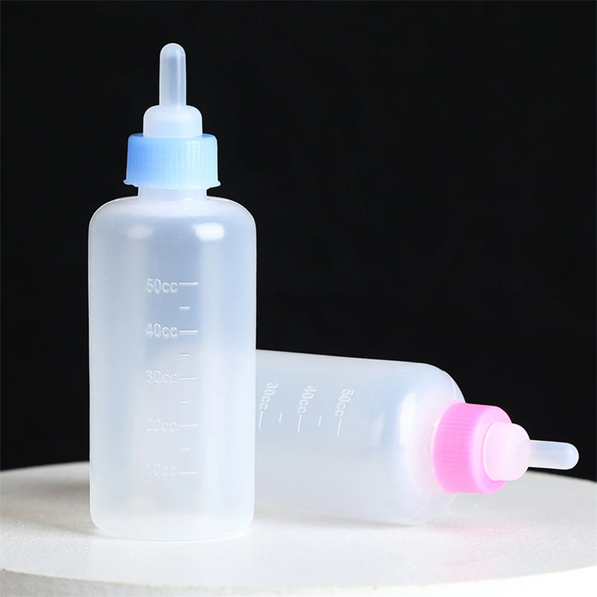 1 Set 50cc Pet Cat Milk Bottle Dog Cat Silicone Milk Bottle Portable Kitten Feeding Drinking Water Milk Nursing Bottle Red/Blue