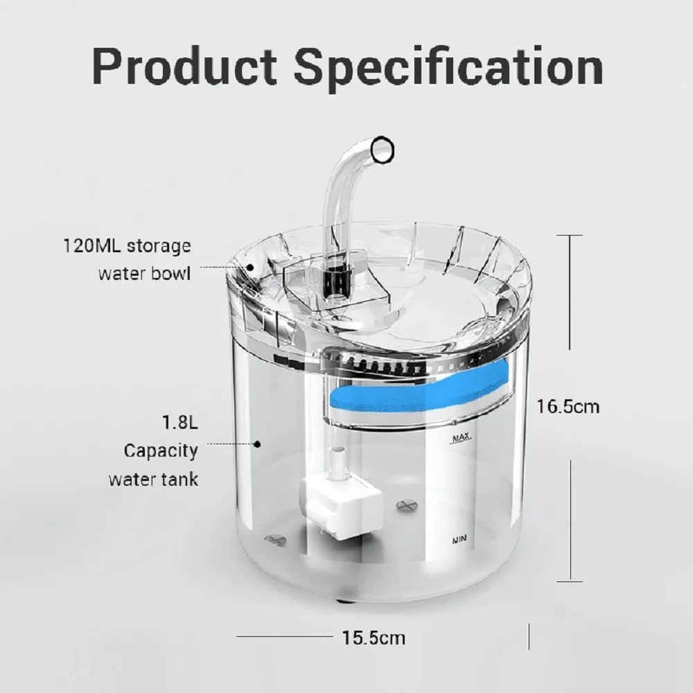 Intelligent Cat Water Fountain Auto Filter USB Electric Mute Dog Drinker Bowl Recirculate Filtring For Cats Pet Water Dispenser