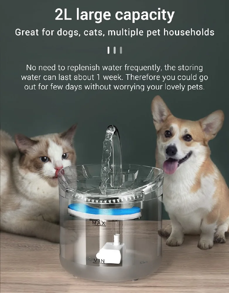 Intelligent Cat Water Fountain Auto Filter USB Electric Mute Dog Drinker Bowl Recirculate Filtring For Cats Pet Water Dispenser