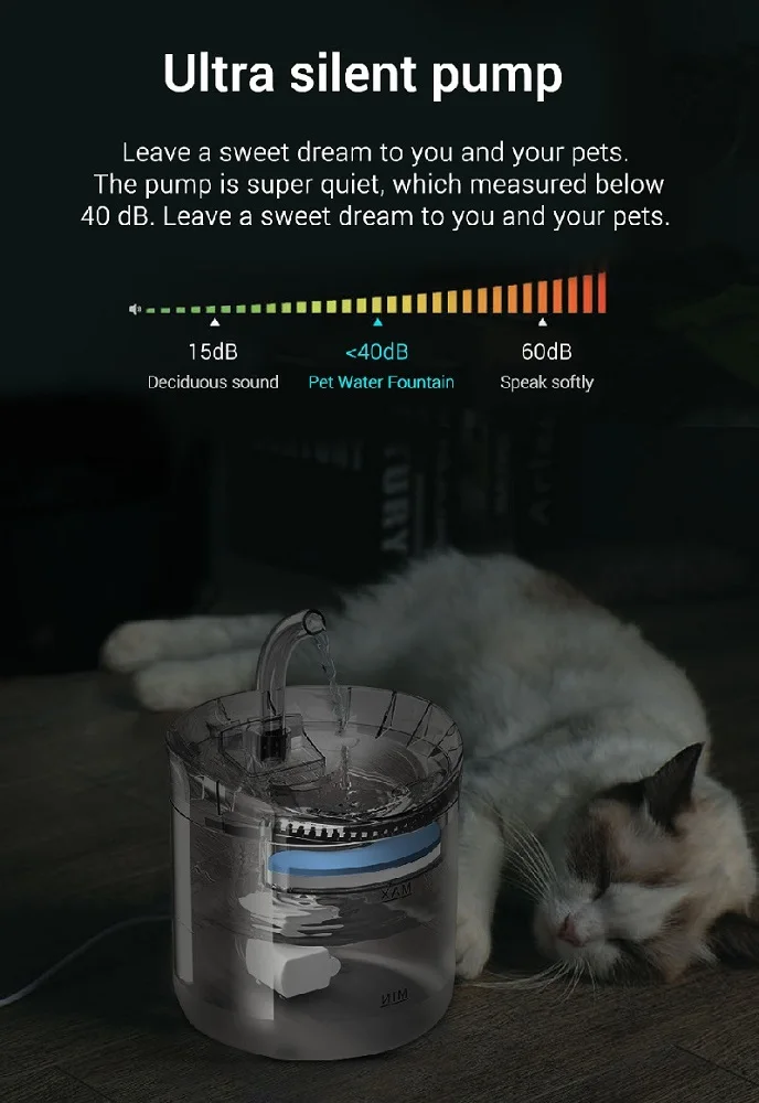 Intelligent Cat Water Fountain Auto Filter USB Electric Mute Dog Drinker Bowl Recirculate Filtring For Cats Pet Water Dispenser