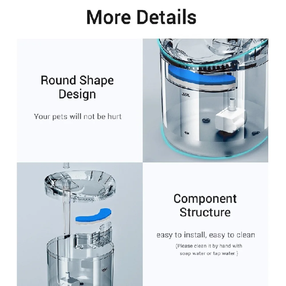 Intelligent Cat Water Fountain Auto Filter USB Electric Mute Dog Drinker Bowl Recirculate Filtring For Cats Pet Water Dispenser