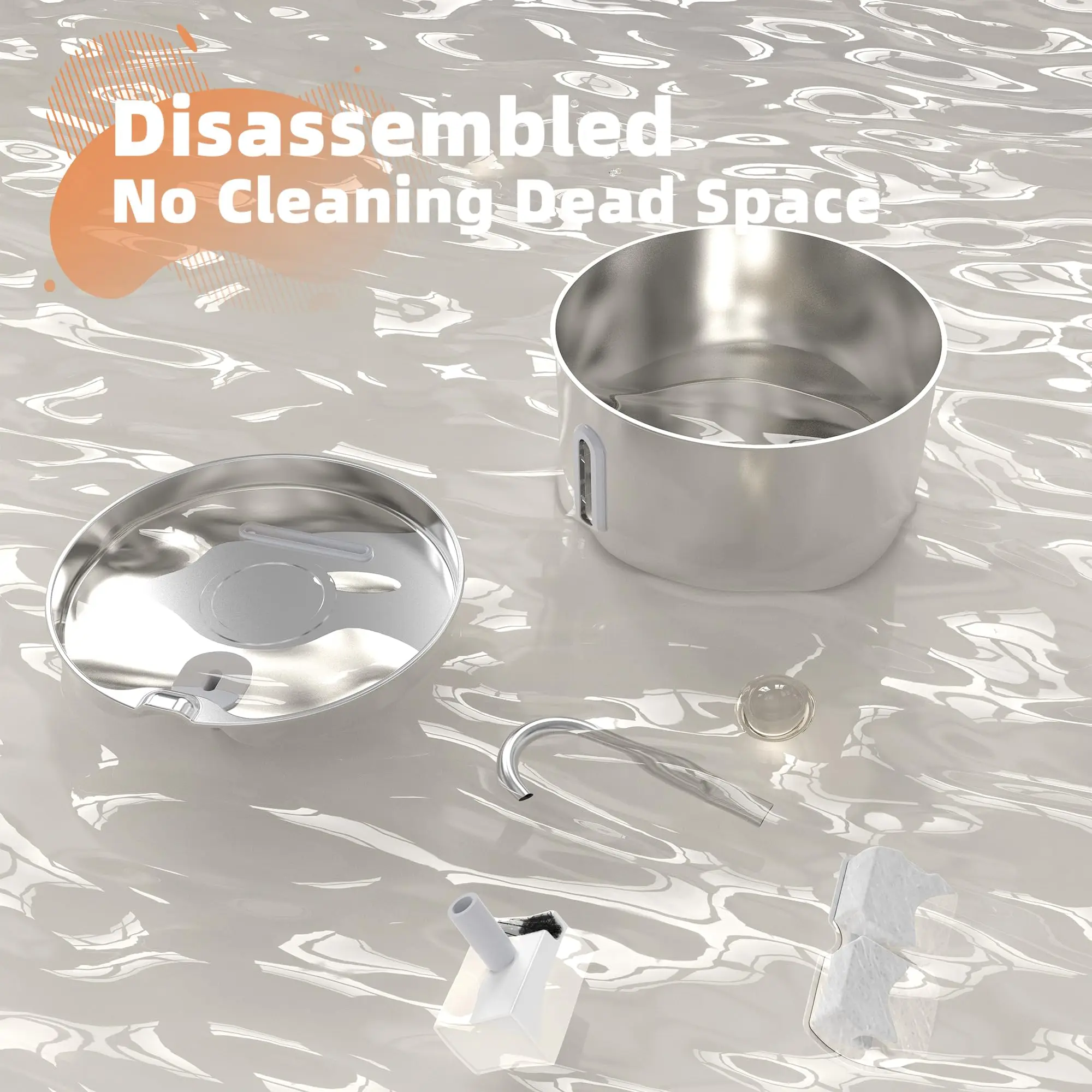 ZYFeeder 2.2L Automatic Water Fountain Stainless Steel Pet Water Feeder Cat/Dog Drink Bowl Water Dispenser Silent With window