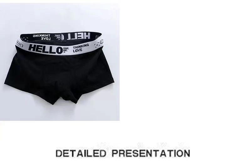 5PCS Boxer Panties Men Letter Underwear Trunks Sexy Underpant Comfortable Breathable Soft Cotton Panties Boxer Shorts Plus Size