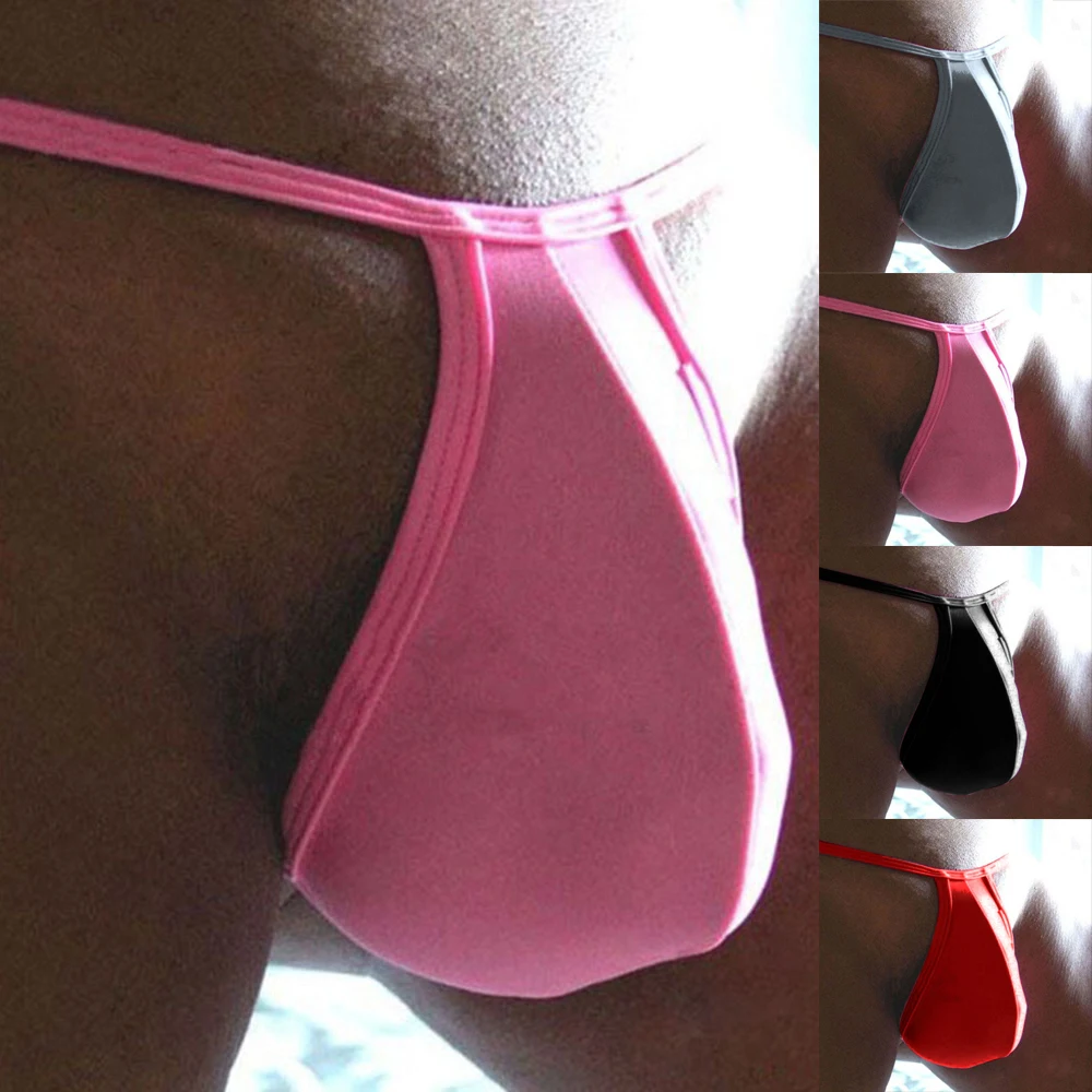 1pc Men Sexy G-Strings Thongs Stretch Thin Strap Breathable Bulge Pouch T-back Underwear Low Waist Solid Color